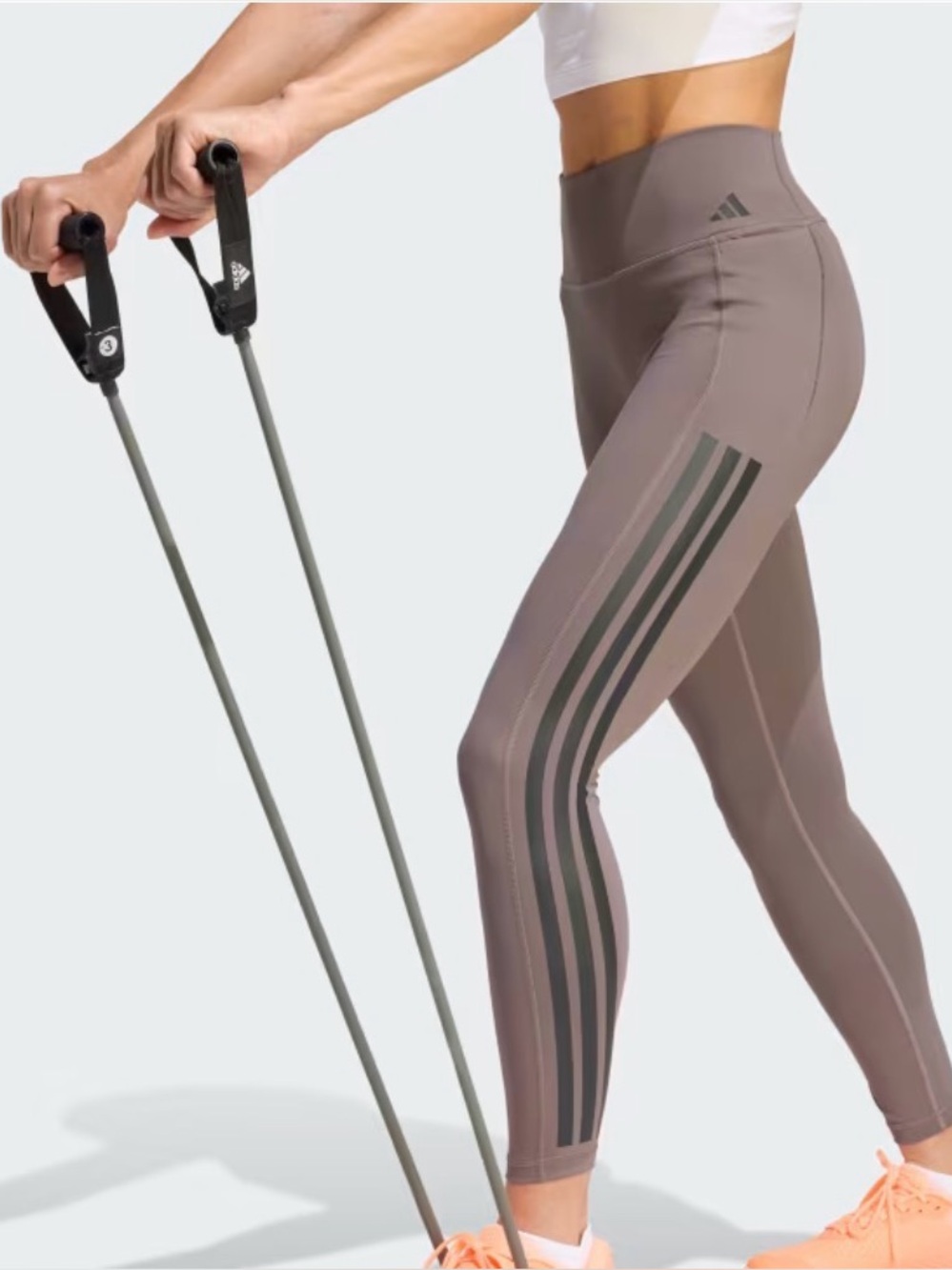 Adidas Kids Beige Leggings with Black Stripes